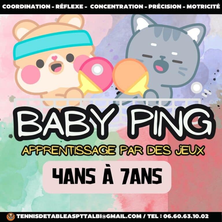 Baby Ping – Les séances de ping-pong pour les 4-7ans  |2023/2024